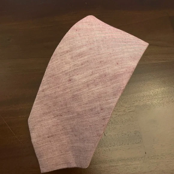 CORNELIANI Linen Classic Herringbone Silk Tie Lot Light Blue & Dusty Rose - Picture 3 of 9